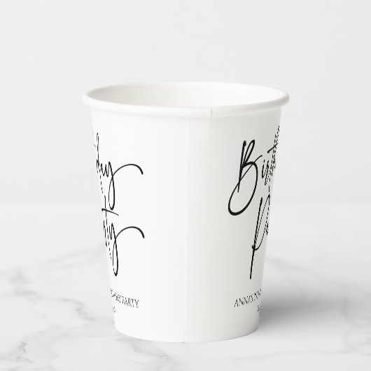 Elegant Modern Minimalistisch Verjaardagsfeest Papieren Bekers (Rechts)