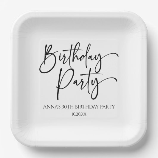 Elegant Modern Minimalistisch Verjaardagsfeest Papieren Bordje (Voorkant)