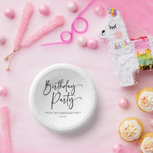 Elegant Modern Minimalistisch Verjaardagsfeest Papieren Kommen (Feest)