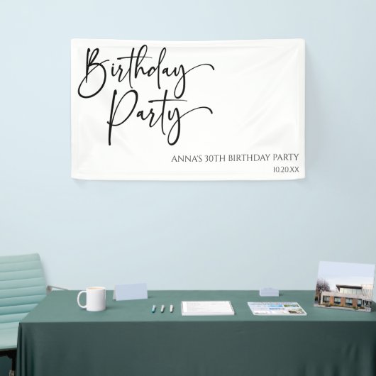 Elegant Modern Minimalistisch Verjaardagsfeest Spandoek (Beurs)