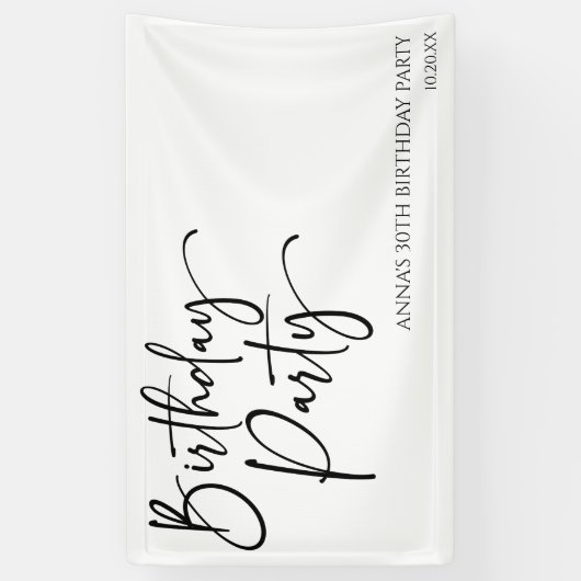 Elegant Modern Minimalistisch Verjaardagsfeest Spandoek (Verticaal)