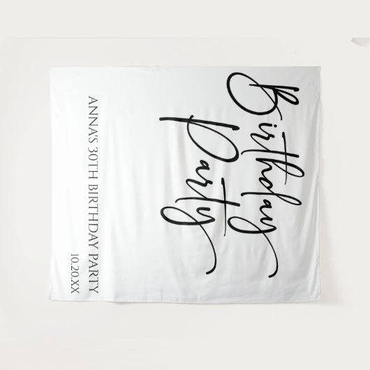 Elegant Modern Minimalistisch Verjaardagsfeest Wandkleed (Voorkant (horizontaal))