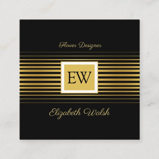 Elegant modern minimalistisch vervaagd goud lijnen vierkante visitekaartje (Voorkant)