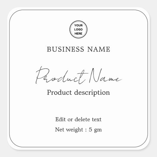 Elegant modern minimalistisch vierkant etiket (Voorkant)