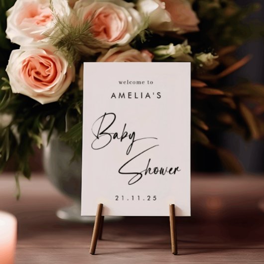 Elegant modern minimalistisch welkom Baby shower Poster