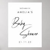 Elegant modern minimalistisch welkom Baby shower Poster (Voorkant)
