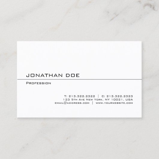 Elegant modern, minimalistisch wit, stijlvol visitekaartje (Voorkant)