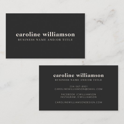 Elegant modern minimalistisch zwart en wit, aangep visitekaartje (Voorkant / Achterkant)