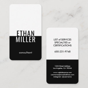Elegant modern minimalistisch zwart-wit en wit ver visitekaartje
