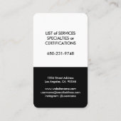 Elegant modern minimalistisch zwart-wit en wit ver visitekaartje (Achterkant)