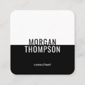 Elegant modern, minimalistisch zwart wit vierkante visitekaartje (Voorkant)