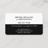 Elegant modern, minimalistisch zwart wit visitekaartje (Achterkant)