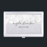 Elegant modern mint glitter make-up artiest visitekaarthouder<br><div class="desc">Moderne vormgeving met faux glitter textuur,  witte marmer en elegante calligrafie.</div>