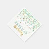 Elegant Modern Mint Gold Confetti Meisje Verjaarda Servet (Hoek)