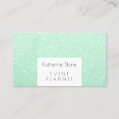 Elegant modern mint green glitter event planner visitekaartje (Voorkant)