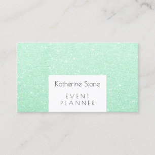 Elegant modern mint green glitter event planner visitekaartje