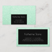 Elegant modern mint green glitter event planner visitekaartje (Voorkant / Achterkant)