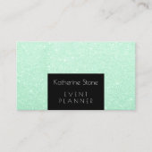 Elegant modern mint green glitter event planner visitekaartje (Voorkant)