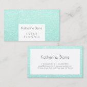 Elegant modern mint green glitter event planner visitekaartje (Voorkant / Achterkant)