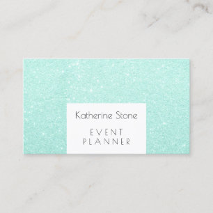 Elegant modern mint green glitter event planner visitekaartje