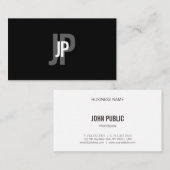 Elegant Modern Monogram Black White Minimalist Visitekaartje (Voorkant / Achterkant)