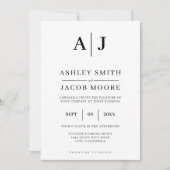 Elegant Modern Monogram Black White Wedding Kaart (Voorkant)