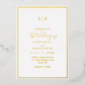 Elegant modern monogram bruiloft Gold Folie Uitnodiging (Voorkant)