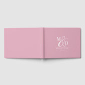 Elegant Modern Monogram Bruiloft Roze Gastenboek (Volledig)