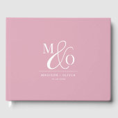 Elegant Modern Monogram Bruiloft Roze Gastenboek (Voorkant)