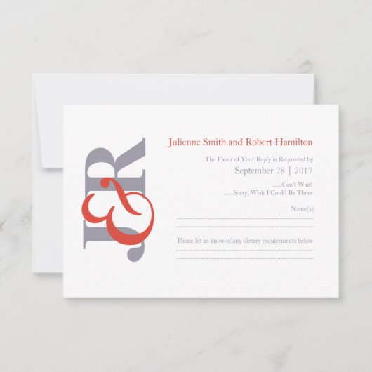 Elegant Modern Monogram Bruiloft RSVP (Voorkant)