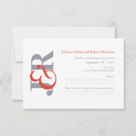 Elegant Modern Monogram Bruiloft RSVP Kaartje