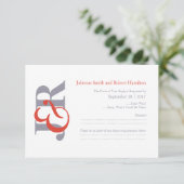 Elegant Modern Monogram Bruiloft RSVP Kaartje (Staand voorkant)