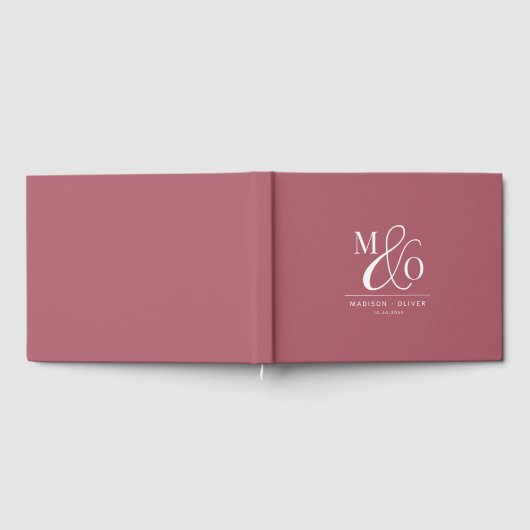 Elegant Modern Monogram Bruiloft Terracotta Gastenboek (Volledig)