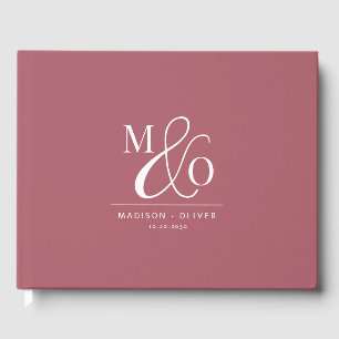 Elegant Modern Monogram Bruiloft Terracotta Gastenboek