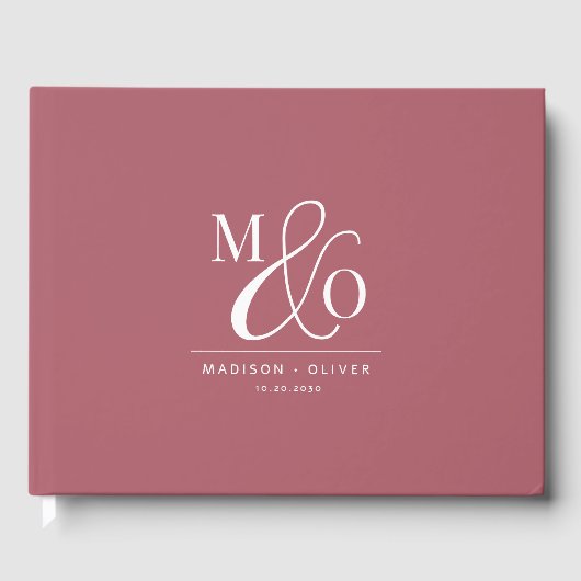 Elegant Modern Monogram Bruiloft Terracotta Gastenboek (Voorkant)