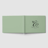 Elegant Modern Monogram Bruiloft Wijze Groen Gastenboek (Volledig)