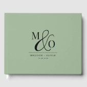 Elegant Modern Monogram Bruiloft Wijze Groen Gastenboek (Voorkant)