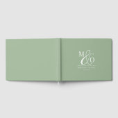 Elegant Modern Monogram Bruiloft Wijze Groen Gastenboek (Volledig)
