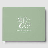 Elegant Modern Monogram Bruiloft Wijze Groen Gastenboek (Voorkant)