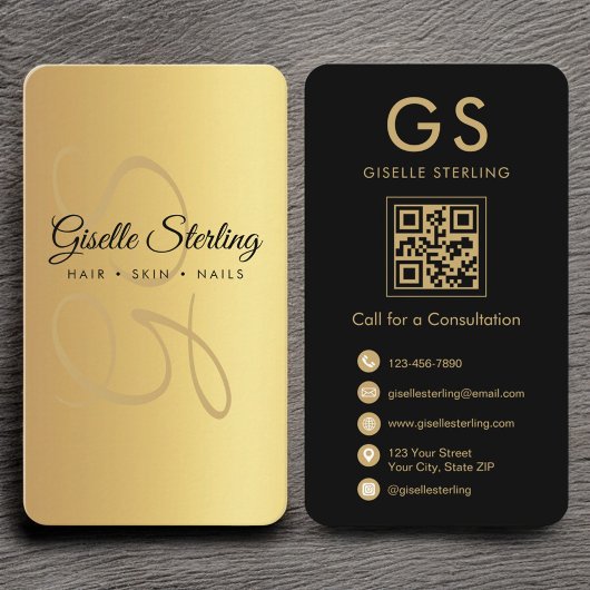 Elegant Modern Monogram Business Branding QR-code Visitekaartje