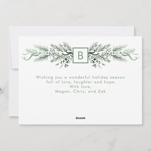 Elegant Modern Monogram Custom Christmas 3 Photo Feestdagenkaart (Achterkant)