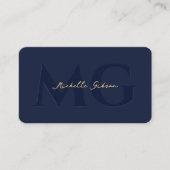 Elegant Modern Monogram Dark Navy Professional Visitekaartje (Voorkant)