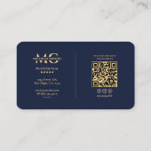 Elegant Modern Monogram Dark Navy Professional Visitekaartje (Achterkant)