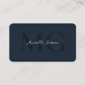 Elegant Modern Monogram Donkerblauw Professioneel Visitekaartje (Voorkant)