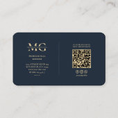 Elegant Modern Monogram Donkerblauw Professioneel Visitekaartje (Achterkant)