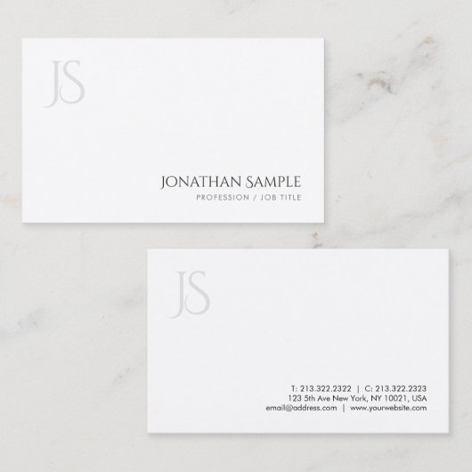 Elegant Modern Monogram Eenvoudig Ontwerp Sjabloon Visitekaartje (Voorkant / Achterkant)