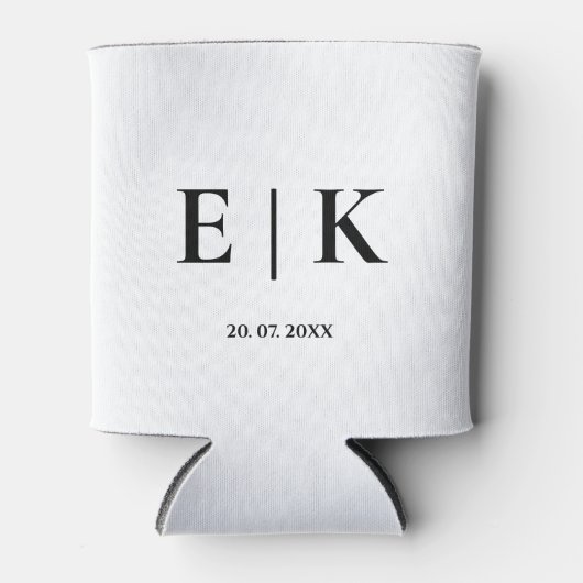 Elegant Modern Monogram Eenvoudige Bruiloft Blikjeskoeler (Voorkant)
