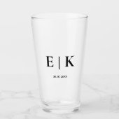 Elegant Modern Monogram Eenvoudige Bruiloft Glas (Voorkant)