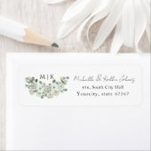 Elegant modern monogram eucalyptus retouradres etiket (Insitu)