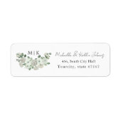 Elegant modern monogram eucalyptus retouradres etiket (Voorkant)